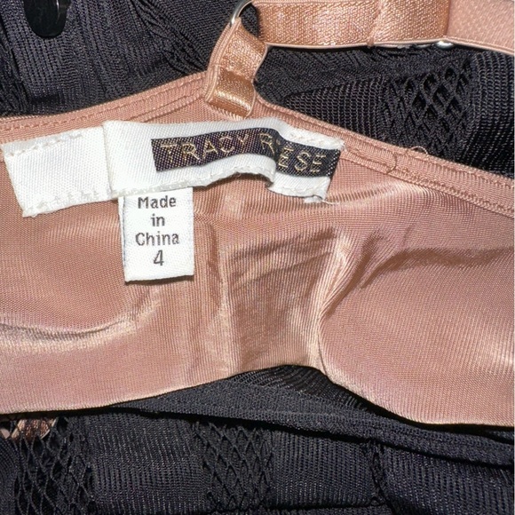 Tracy Reese Evening Dress Womens 4 Black Pleated Illusion Striped Knit Maxi - Picture 9 of 10